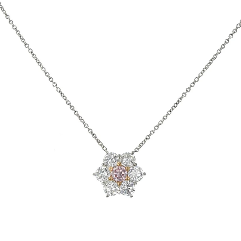 Women’s classic necklace-Fiore Fancy Intense Pink Diamond Flower Pendant