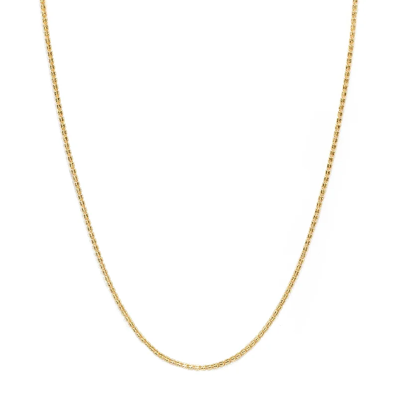 Women’s long gold necklace-22K Yellow Gold Chain W/ Rounded Short Bead Link