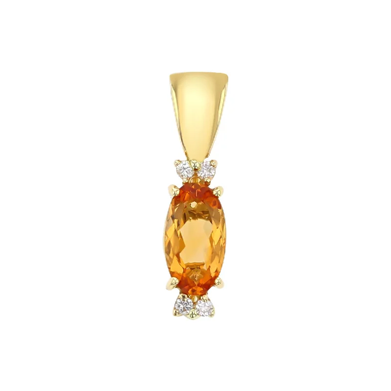 Women’s spiral necklace-14K Yellow Gold Orange Topaz and Diamond Pendant