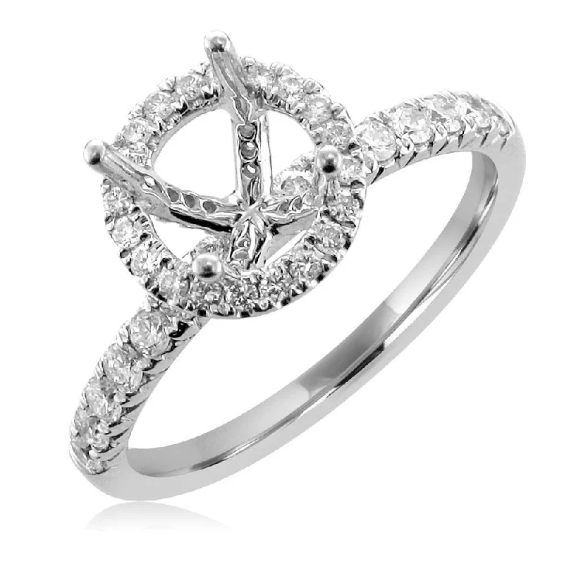 Women’s personalized engagement ring-14KT White Gold 1/2 CTW Diamond Halo Setting for 1-1.25 CT Round