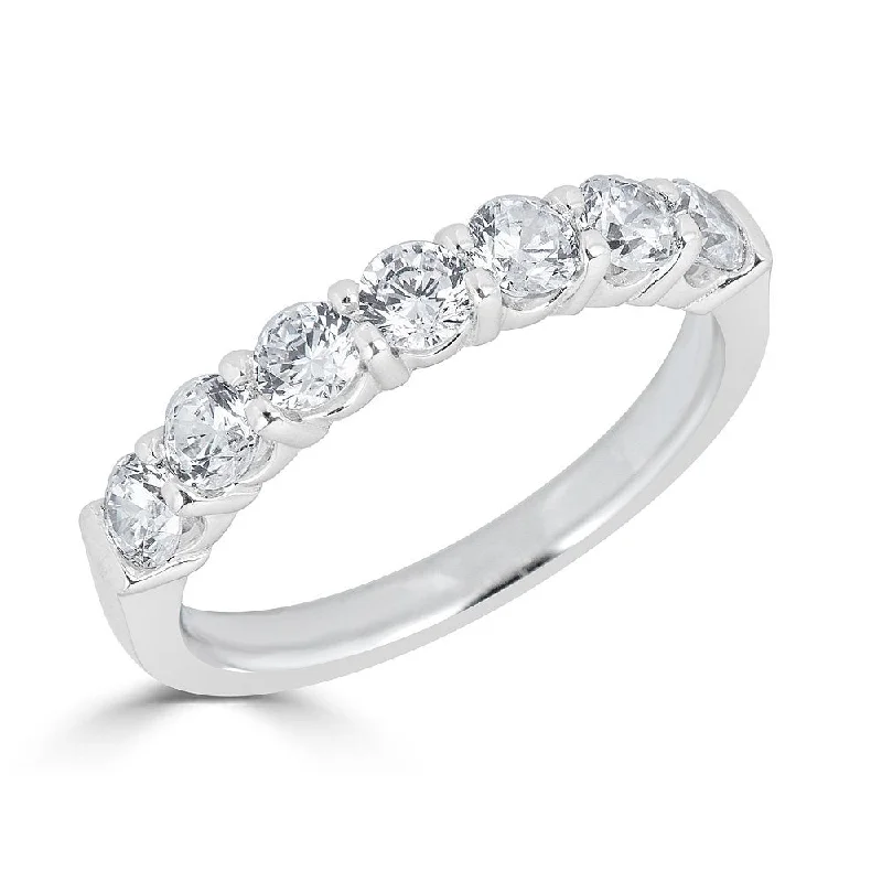 Women’s gold band engagement ring-JULEVE 18KT WHITE GOLD 1.00 CTW DIAMOND 7 STONE BAND