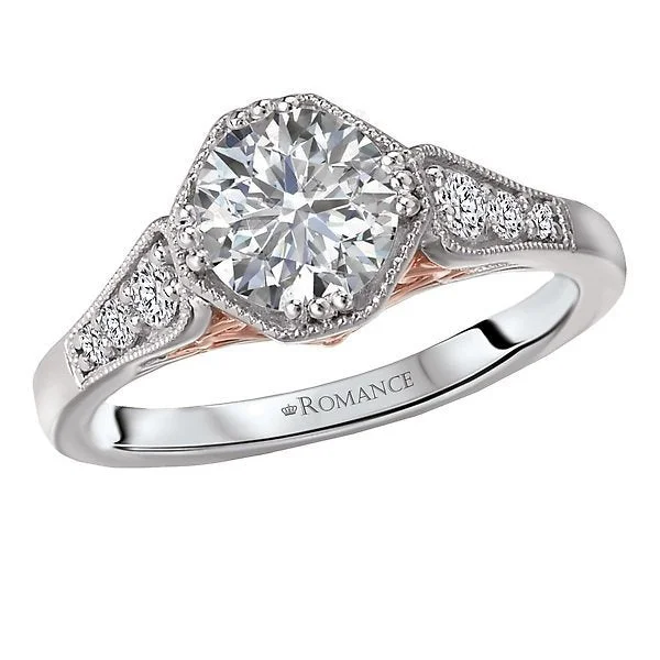 Women’s unique round engagement ring-14KT 1/5 CTW DIAMOND OCTAGON VINTAGE SETTING FOR 1 CT ROUND