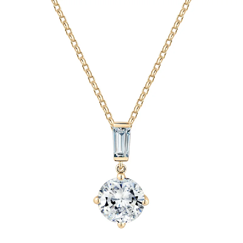 Women’s cute necklace-Fancy pendant with 2.3 carats* of diamond simulants in 10 carat yellow gold