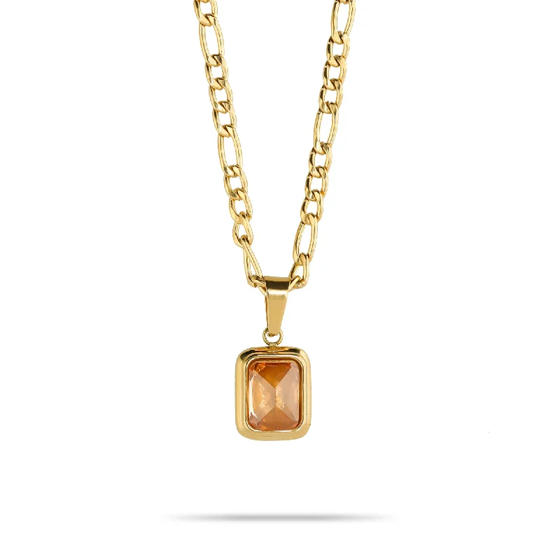 Women’s personalized necklace-Topaz chain gold