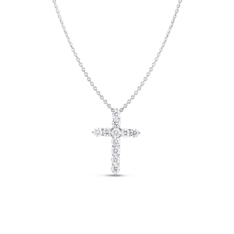 Women’s wedding necklace-18K White Gold X Large Diamond Cross Pendant