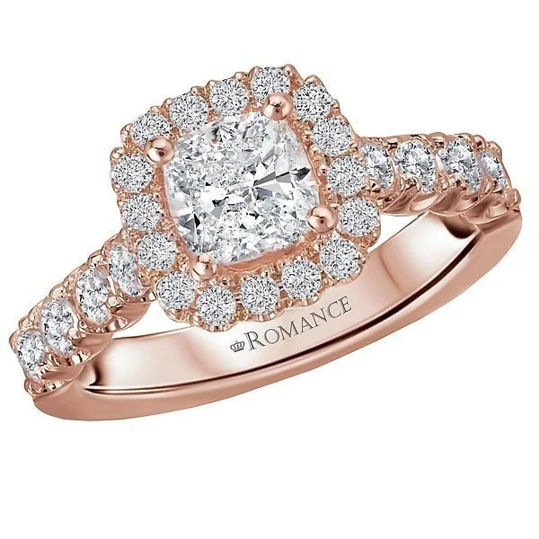 Women’s 18k gold engagement ring-14KT 3/4 CTW DIAMOND CUSHION HALO SETTING FOR CUSHION OR ROUND