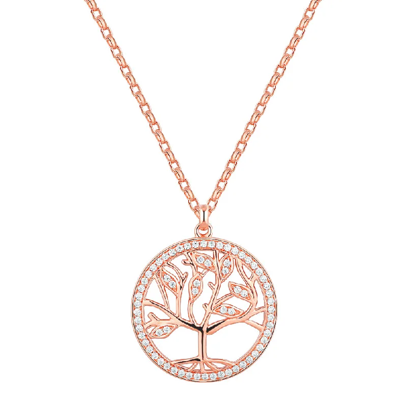 Women’s infinity necklace-Fancy pendant with 0.35 carats* of diamond simulants in 10 carat rose gold