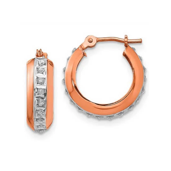 Women’s sapphire stud earrings-Diamond Fascination 14KT Rose Gold 14MM Diamond Accent Hoop Earrings