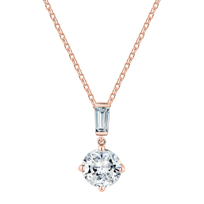 Women’s tennis necklace-Fancy pendant with 2.3 carats* of diamond simulants in 10 carat rose gold