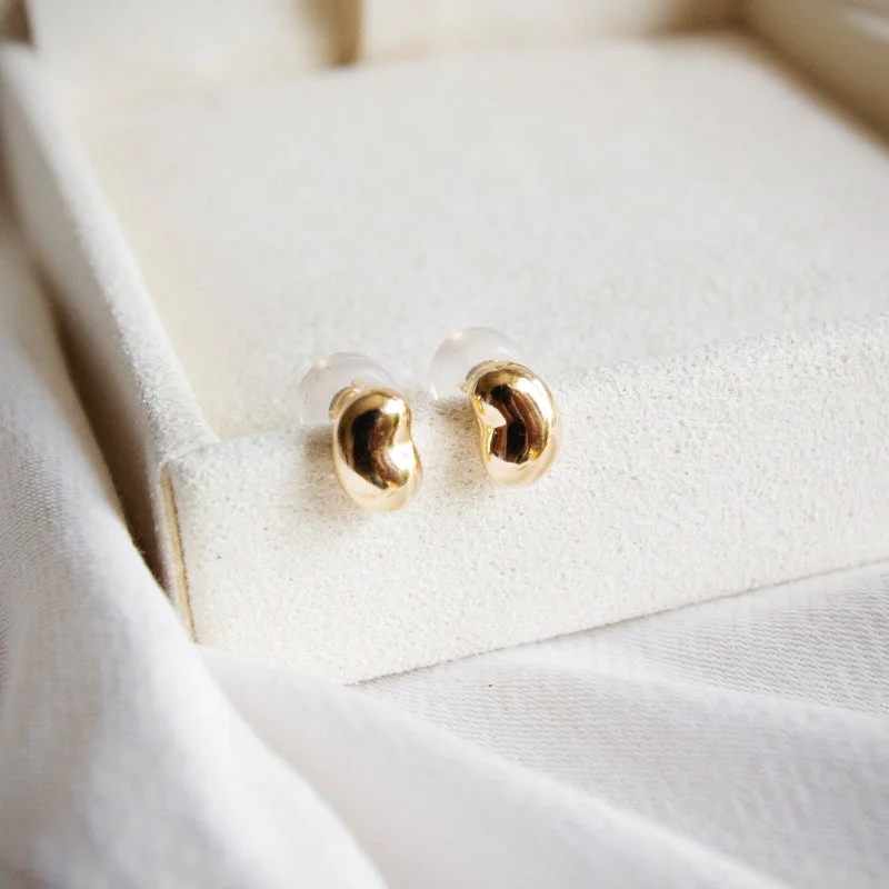 Women’s princess cut earrings-Nugget Gold Studs