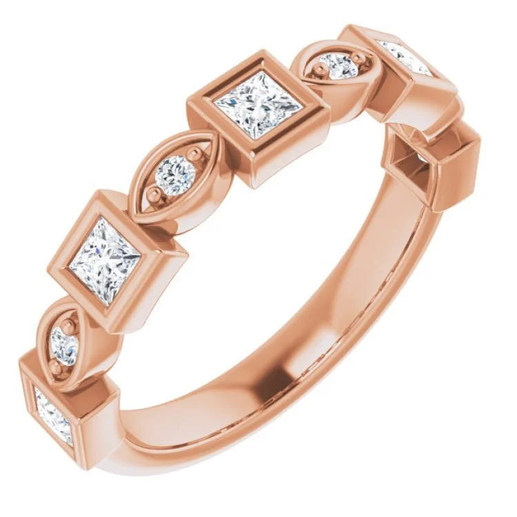 Women’s platinum and gold engagement ring-14K Rose 1/2 CTW Natural Diamond Anniversary Band