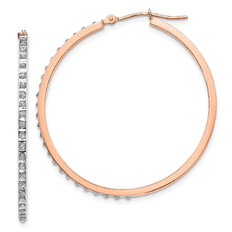 Women’s vibrant earrings-Diamond Fascination 14KT Rose Gold Diamond 40X2MM Diamond Accent Hoop Earrings