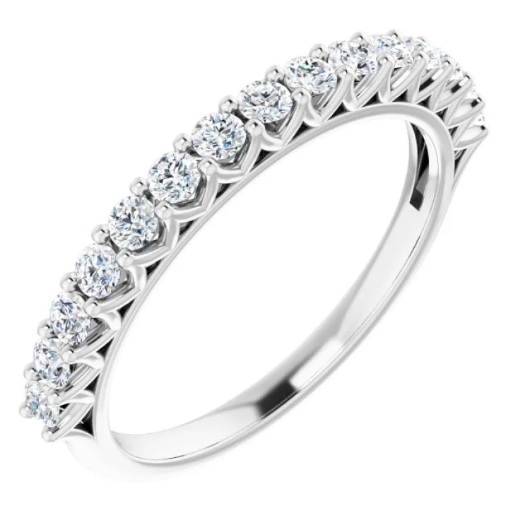 Women’s three-stone engagement ring-14K White 1/2 CTW Natural Diamond Anniversary Band