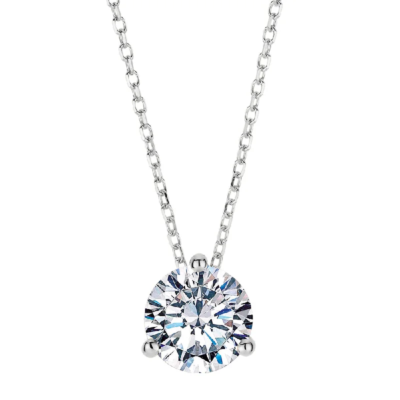 Women’s heart-shaped necklace-Round Brilliant solitaire pendant with 1.03 carat* diamond simulant in 10 carat white gold