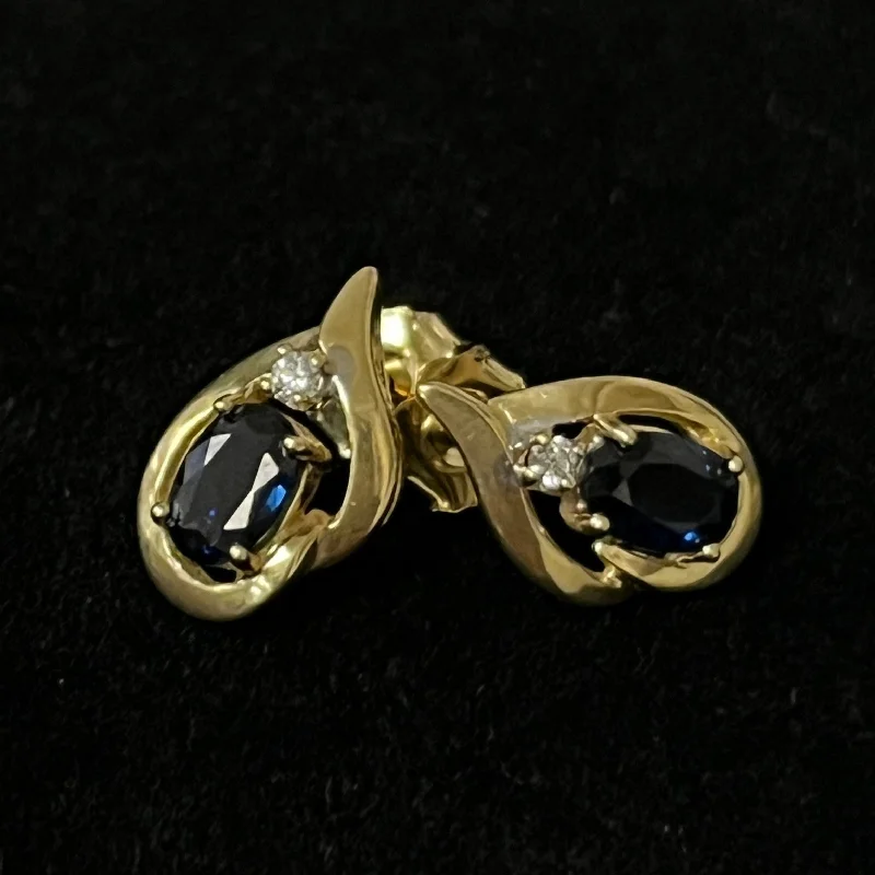 Women’s simple stud earrings-$299 Clearance Sapphire and Diamond Stud Earrings