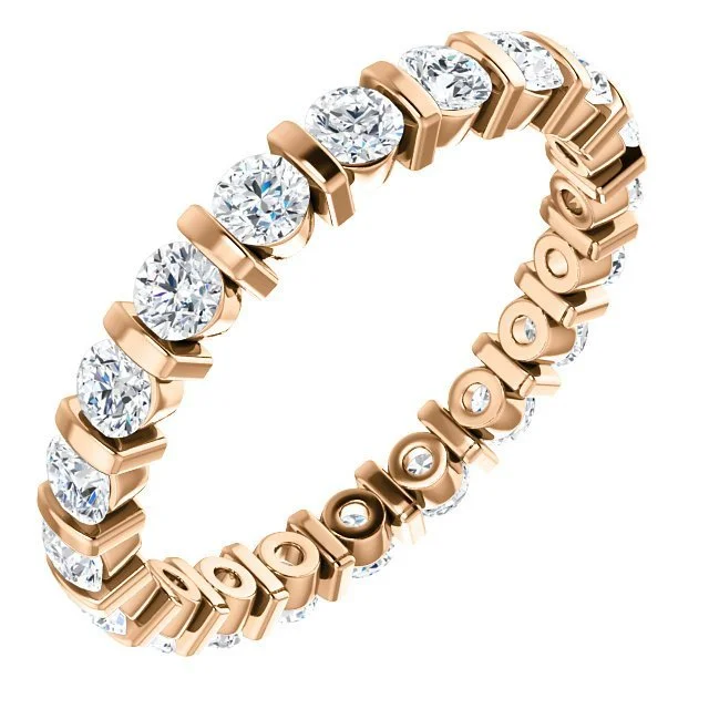 Women’s teardrop engagement ring-14KT GOLD 1 CTW DIAMOND BAR-SET ETERNITY BAND