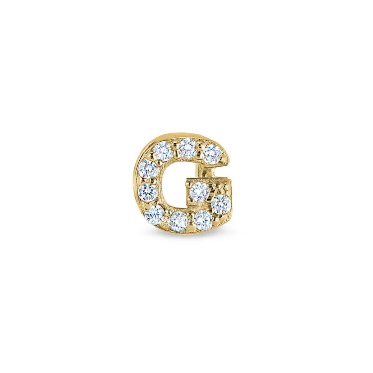 Women’s stylish diamond engagement ring-Gold Finish Sterling Silver Micropave G Initial Charm with Simulated Diamonds