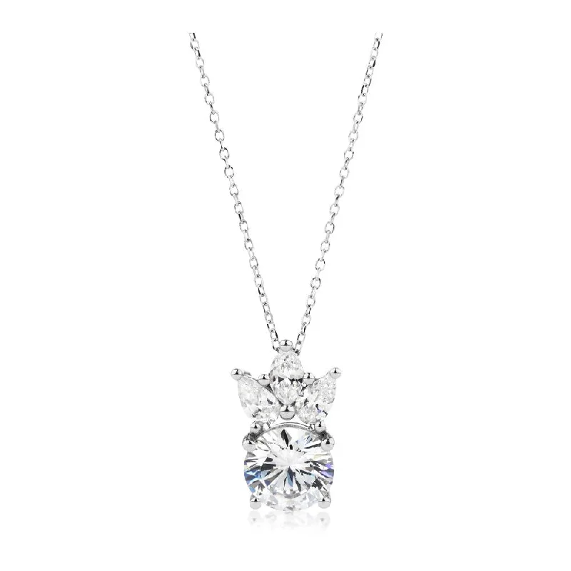 Women’s diamond necklace-Fancy pendant with 2.74 carats* of diamond simulants in 10 carat white gold