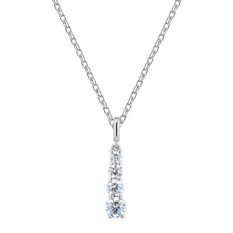 Women’s statement necklace-Fancy pendant with 0.62 carats* of diamond simulants in 10 carat white gold