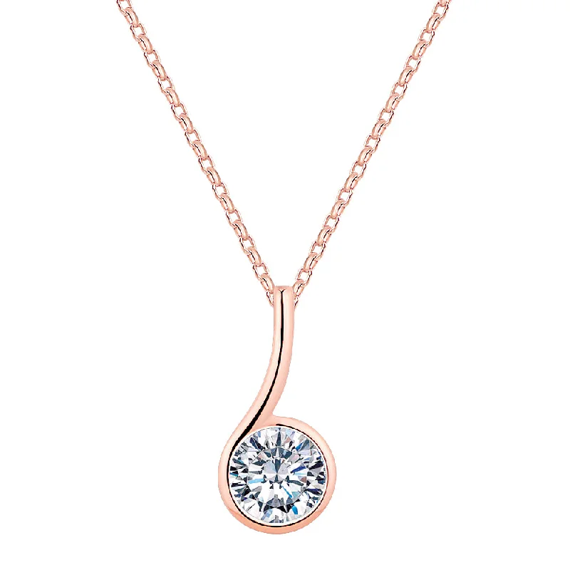 Women’s sparkling necklace-Fancy pendant with 1.03 carats* of diamond simulants in 10 carat rose gold