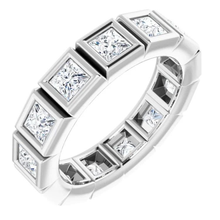 Women’s radiant diamond engagement ring-Platinum 2 CTW Diamond Eternity Band