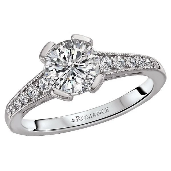 Women’s modern engagement ring-14KT 1/6 CTW DIAMOND TAPERED MILGRAIN VINTAGE SETTING FOR 1CT ROUND