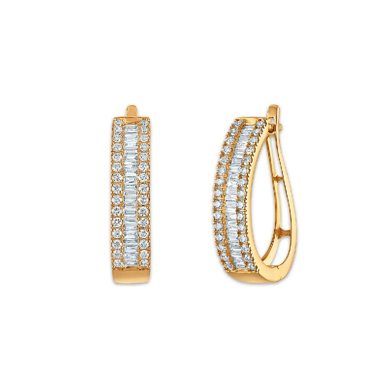 Women’s zodiac earrings-EcoLove 1 CTW Lab Grown Diamond Hoop Earrings in 10KT Yellow Gold