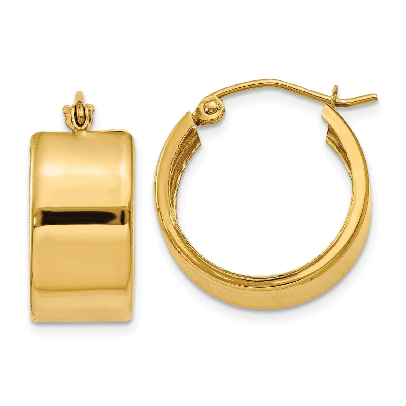 Women’s crystal drop earrings-14KT Yellow Gold 15X8MM Hoop Earrings