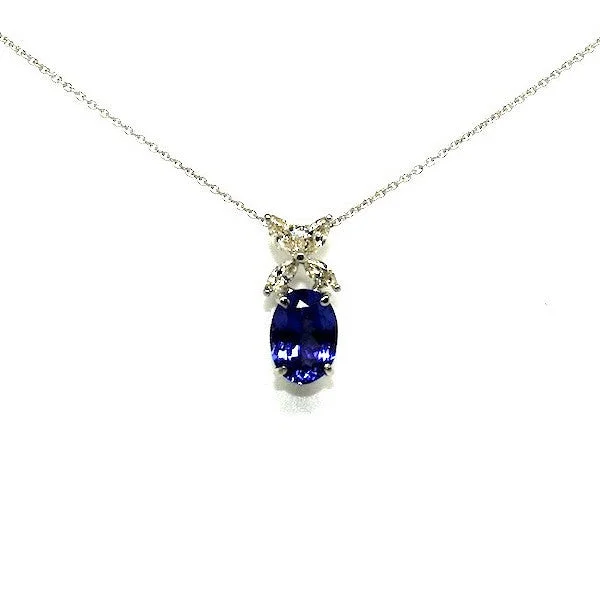 Women’s round pendant necklace-Tanzanite And Marquee Cut Diamond Pendant AD No. 0966