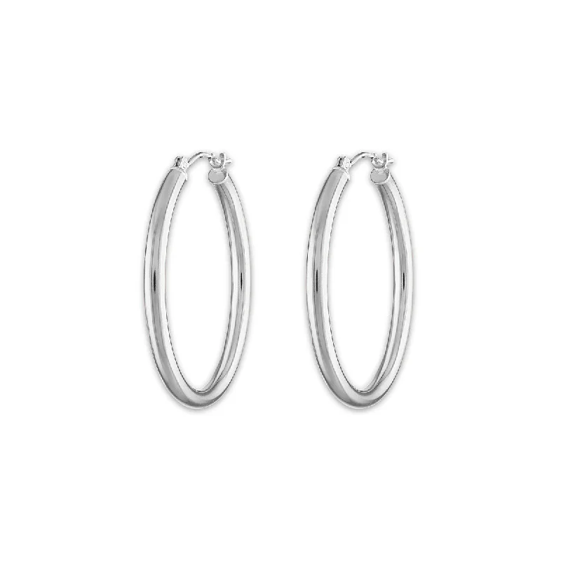 Women’s boho earrings-10KT White Gold 2.5X25MM Hoop Earrings