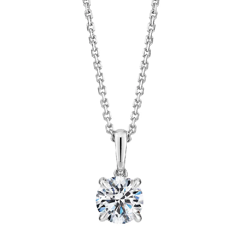 Women’s heart-shaped necklace-Premium Certified Lab-Grown Diamond, 0.70 carat round brilliant solitaire pendant in 14 carat white gold