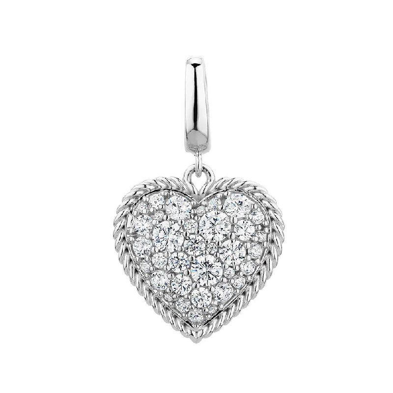 Women’s silver charm necklace-Round Brilliant charm pendant with 1.05 carats* of diamond simulants in sterling silver