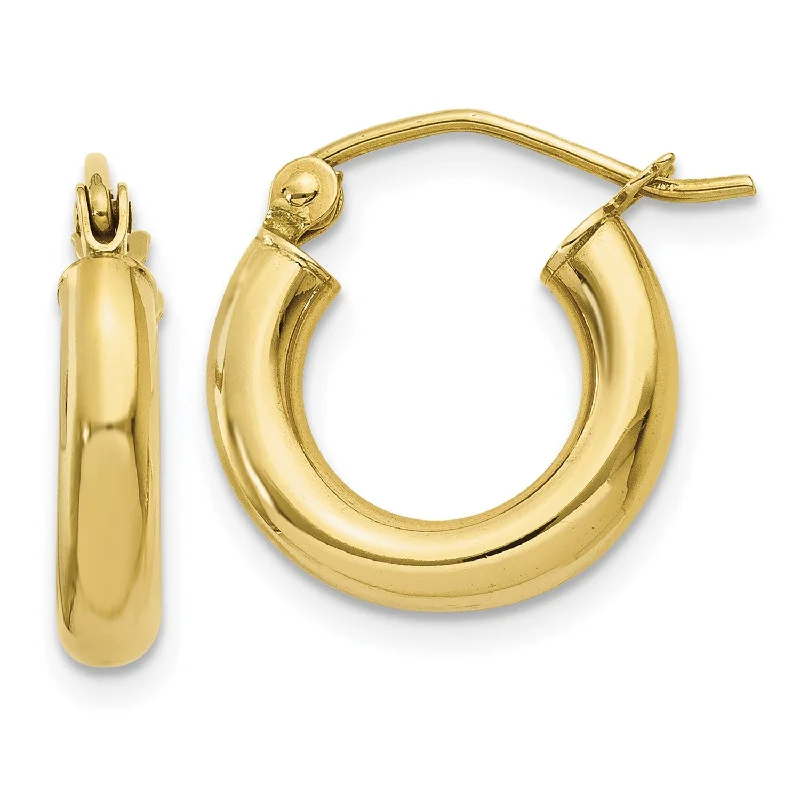 Women’s silver statement earrings-10KT Yellow Gold 9X3MM Hoop Earrings