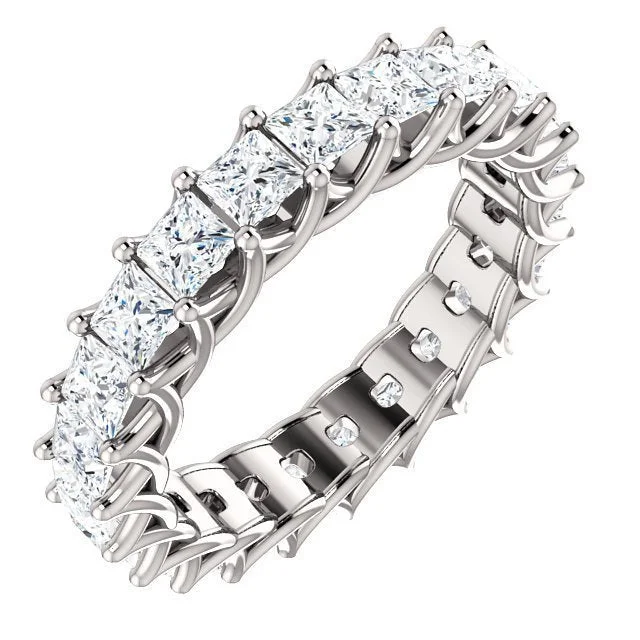 Women’s diamond eternity ring-14KT GOLD 3 1/2 CTW PRINCESS CUT DIAMOND TRELLIS ETERNITY BAND