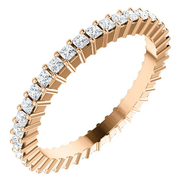 Women’s gold band engagement ring-14KT Gold 1/2 CTW Princess Cut Diamond Shared Prong Eternity Band