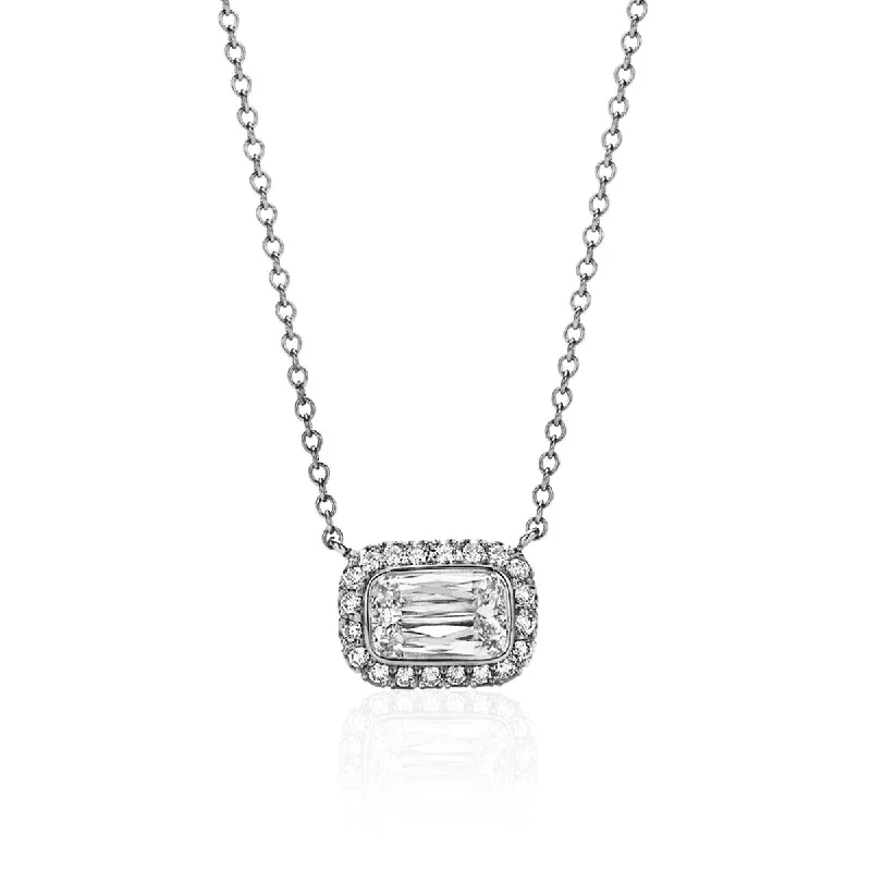 Women’s personalized necklace-Ashoka Diamond Pendant with Beveled Halo