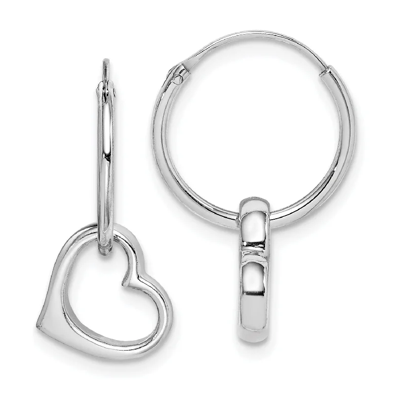 Women’s clip-on earrings-Sterling Silver Heart Hoop Earrings