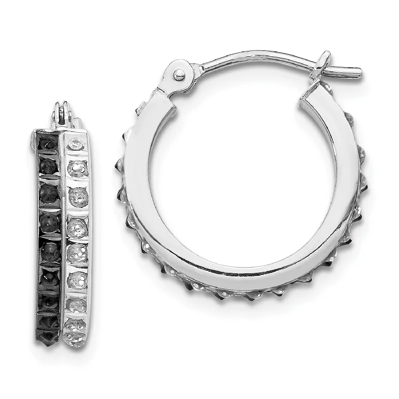 Women’s luxurious earrings-Diamond Fascination Hinged Diamond Accent Hoop Earrings in 14KT White Gold