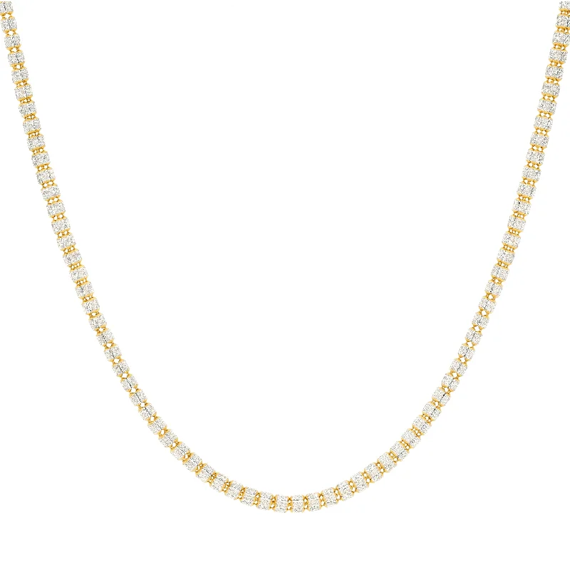 Women’s wedding necklace set-22K Multi Tone Rounded Link Chain W/ Stacked Oblong Beads,18 Grams