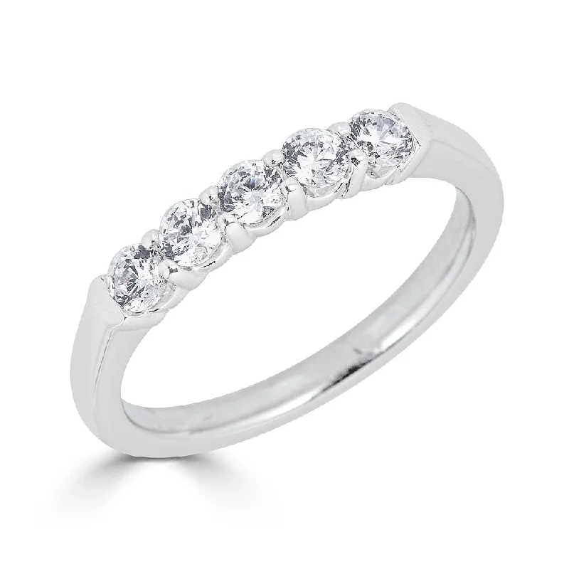 Women’s simple engagement ring-JULEVE 18KT WHITE GOLD .50 CTW DIAMOND 5 STONE BAND