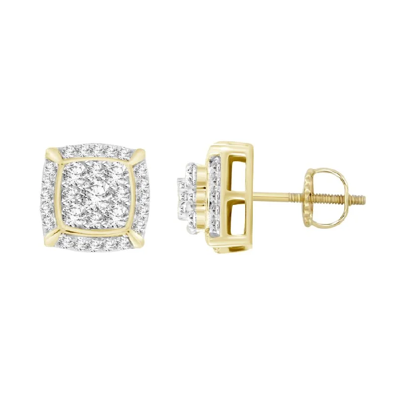 Women’s vintage earrings-LADIES STUD EARRINGS 0.50CT ROUND DIAMOND 10K YELLOW GOLD