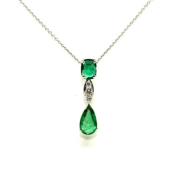 Women’s cubic zirconia necklace-Emerald And Diamond Bridge Pendant AD No. 0491