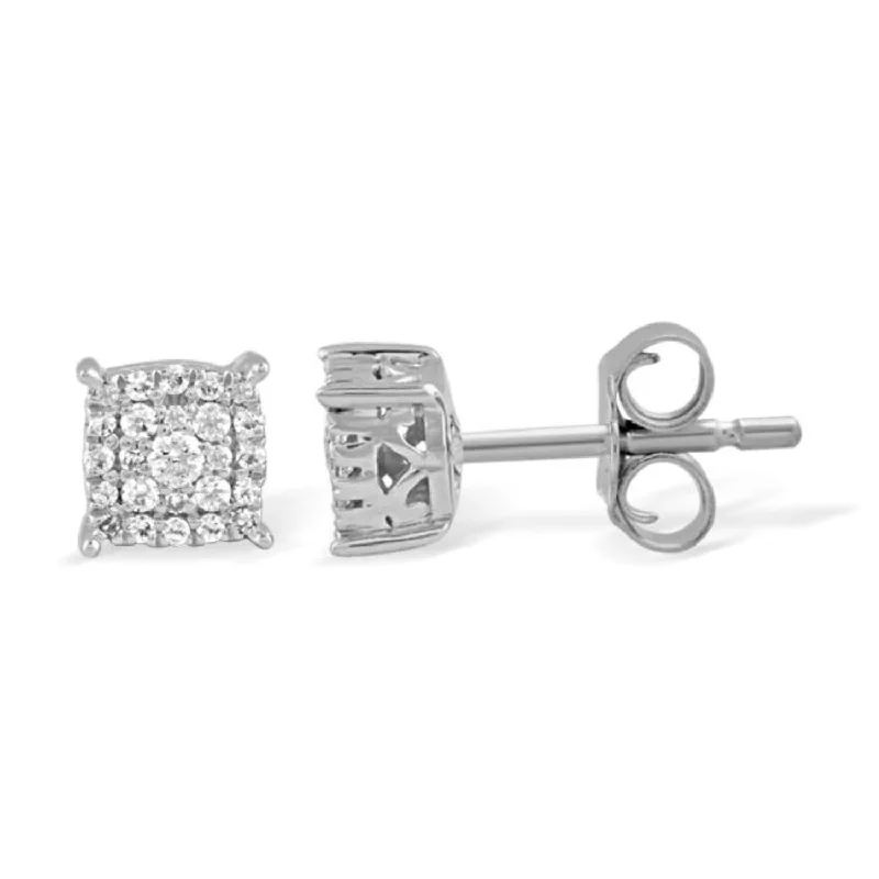 Women’s large hoop earrings-1/7 CTW Diamond Cluster Stud Earrings in 10KT White Gold