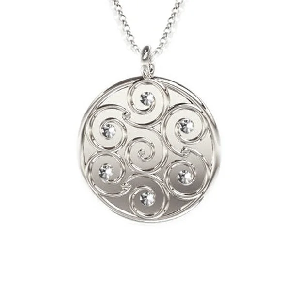 Women’s square pendant necklace-Celtic Spirals Pendant with Diamonds