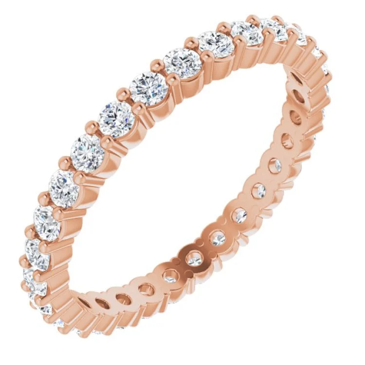 Women’s heart-shaped engagement ring-14K Rose 5/8 CTW Natural Diamond Eternity Band Size 5.5