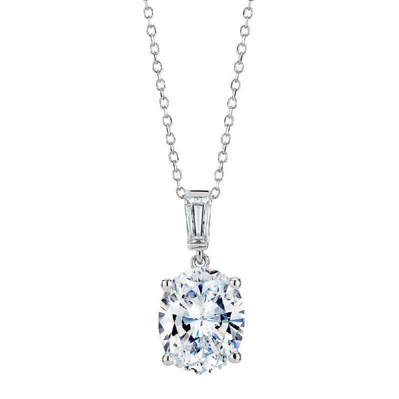 Women’s long gold necklace-Fancy pendant with 2.69 carats* of diamond simulants in 10 carat white gold