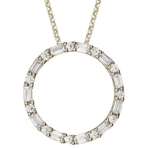 Women’s black diamond necklace-Circle pendant with 0.77 carats* of diamond simulants in 10 carat yellow gold