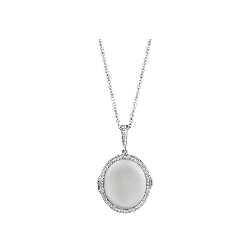 Women’s layered necklace-Diamond Oval Locket Pendant