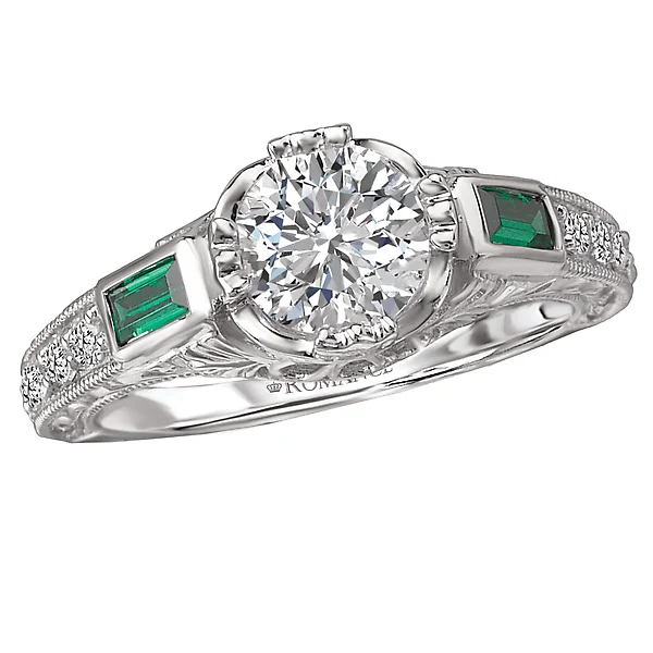 Women’s princess cut engagement ring-18KT 5/8 CTW Tsavorite & 1/6 CTW Diamond Setting for 1 CT Round