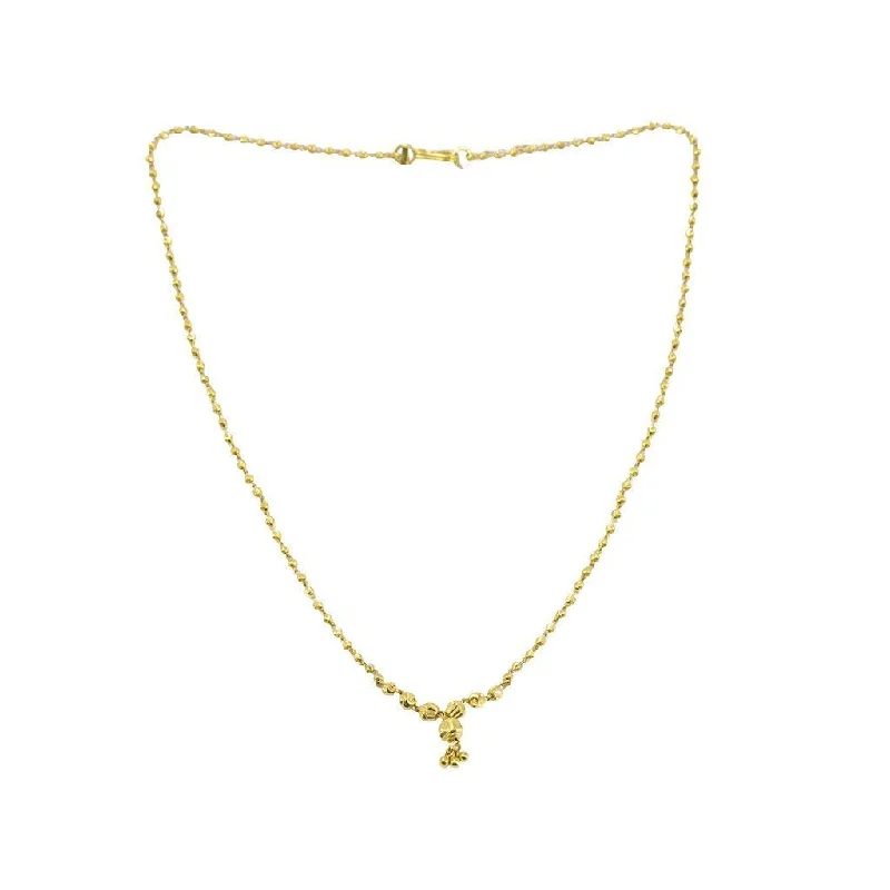 Women’s layered necklace-22K Yellow Gold Chain W/ Beaded Strand & Small Hanging Bead Pendant